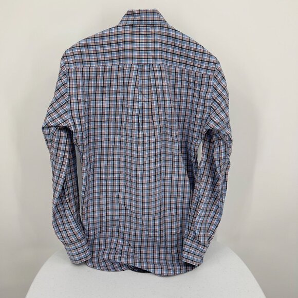 Peter Millar Mens Small Plaid Button-Up Shirt Blue Purple 100% Cotton Long Sleev - Picture 3 of 7
